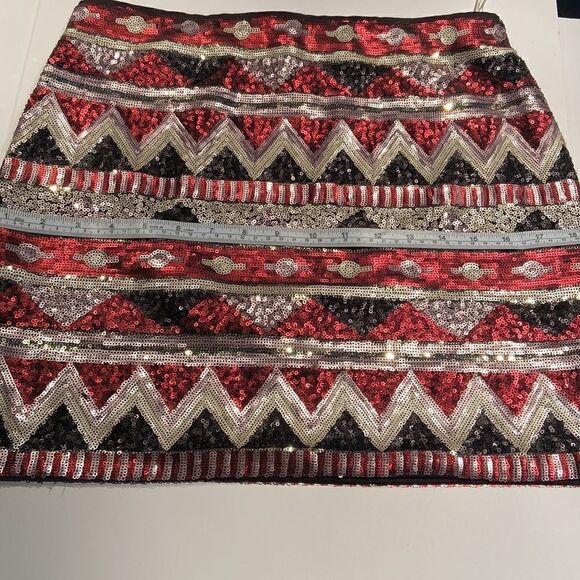Pink Martini Women, Sequined Multicolor Geometric Skirt Size M - Picture 10 of 10